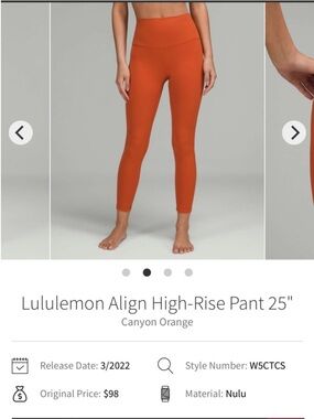 NWOT lululemon athletica align leggings canyon orange